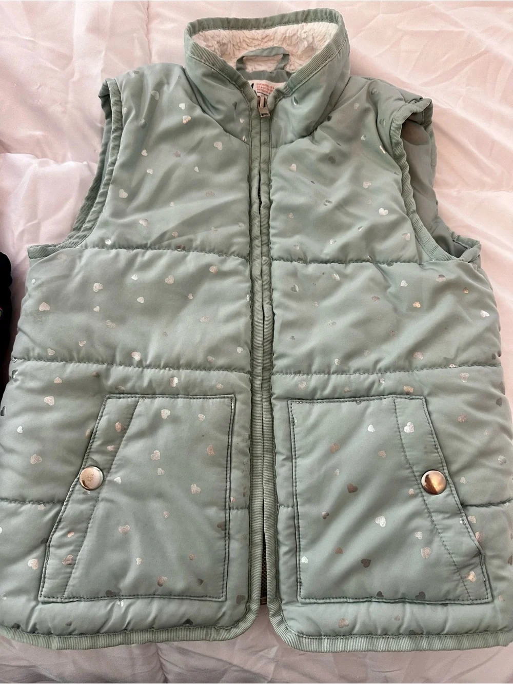 Girls Rainbow Puffer Vest & Mint heart puffer Vest